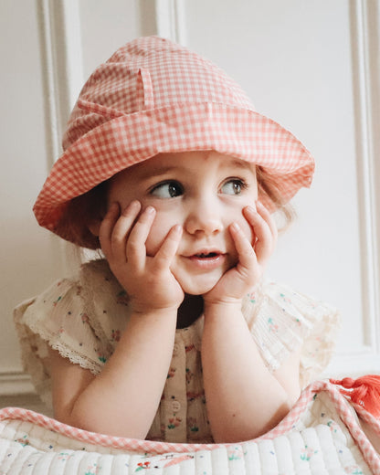 Chapeau coton vichy rose