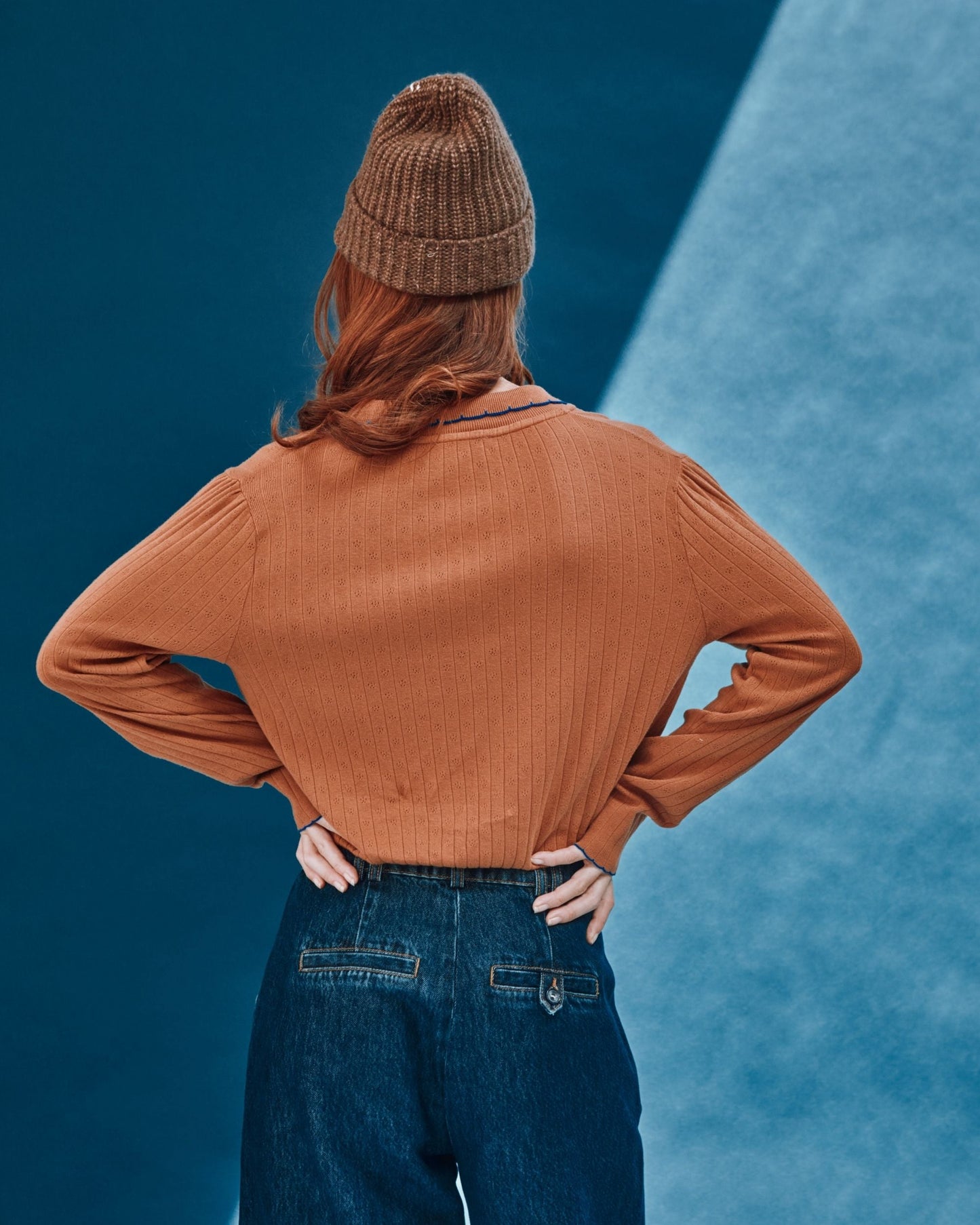Polo pointelle modal caramel