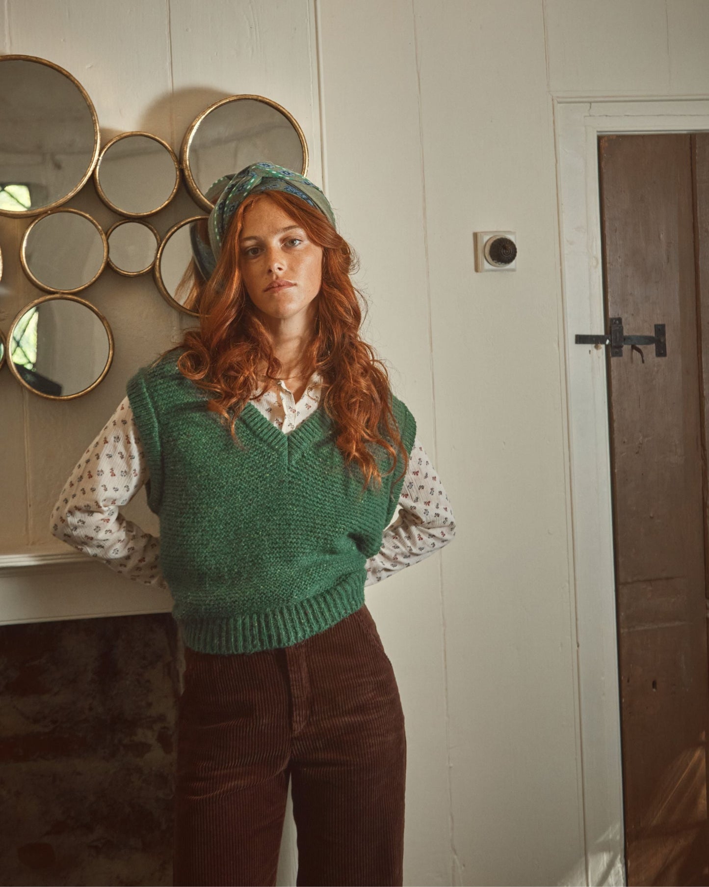 Pull sans manches en laine vert