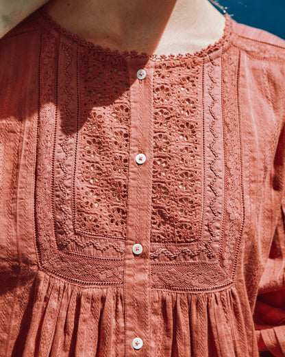 Blouse - Dentelle brique