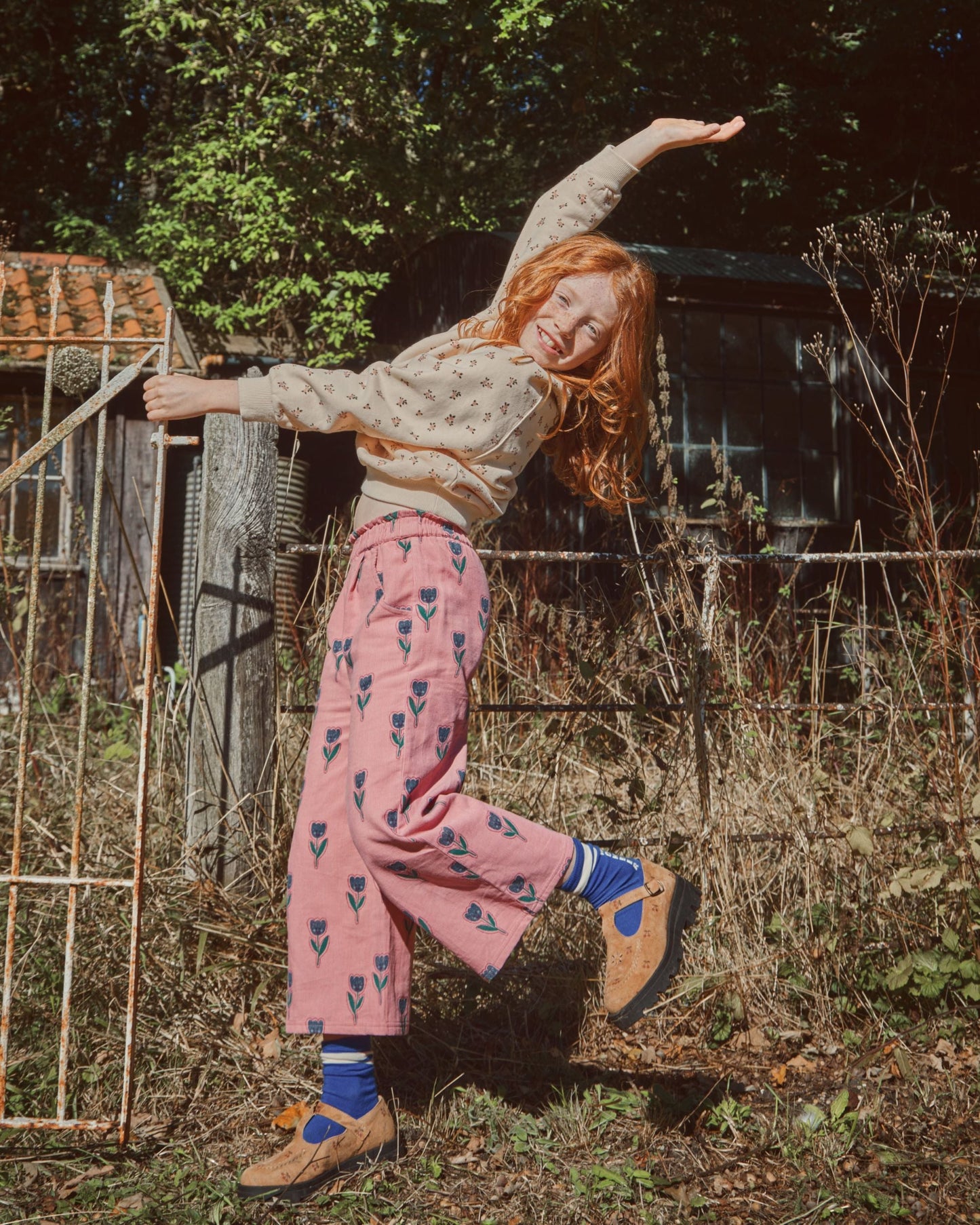 Pantalon velours tulipe blush