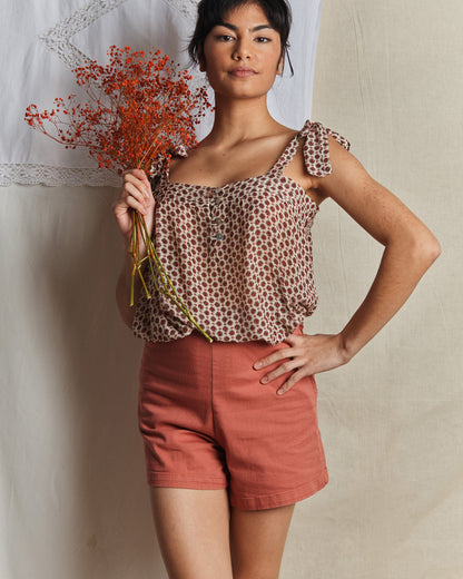 Short coton denim tuile