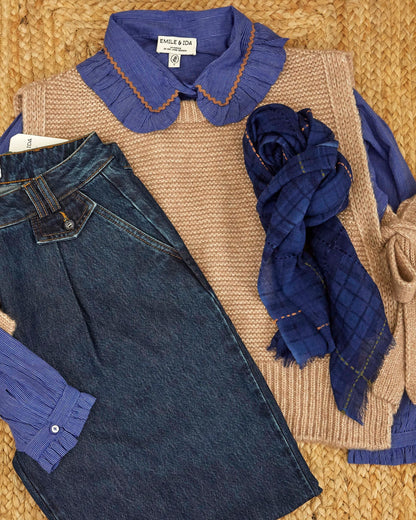 Blouse - Khadi rayures bleu