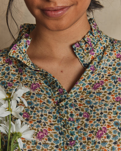 Blouse coton feuillette