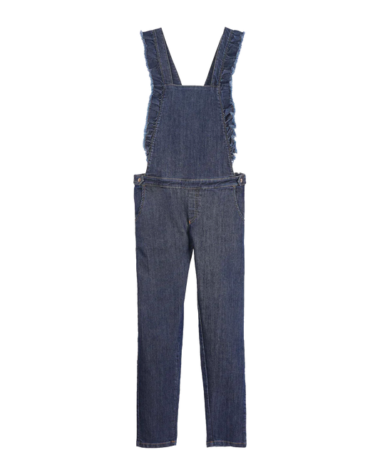 Salopette denim dos croisé bleu brut