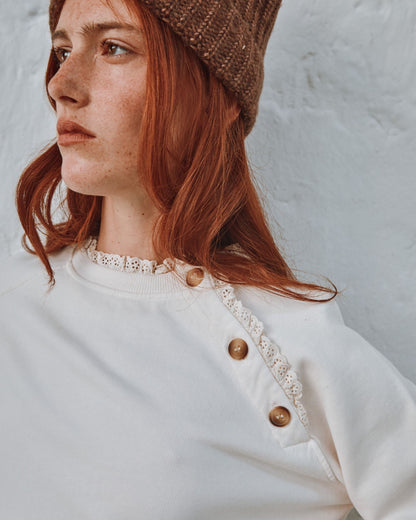 Sweat - Broderie anglaise coton bio écru