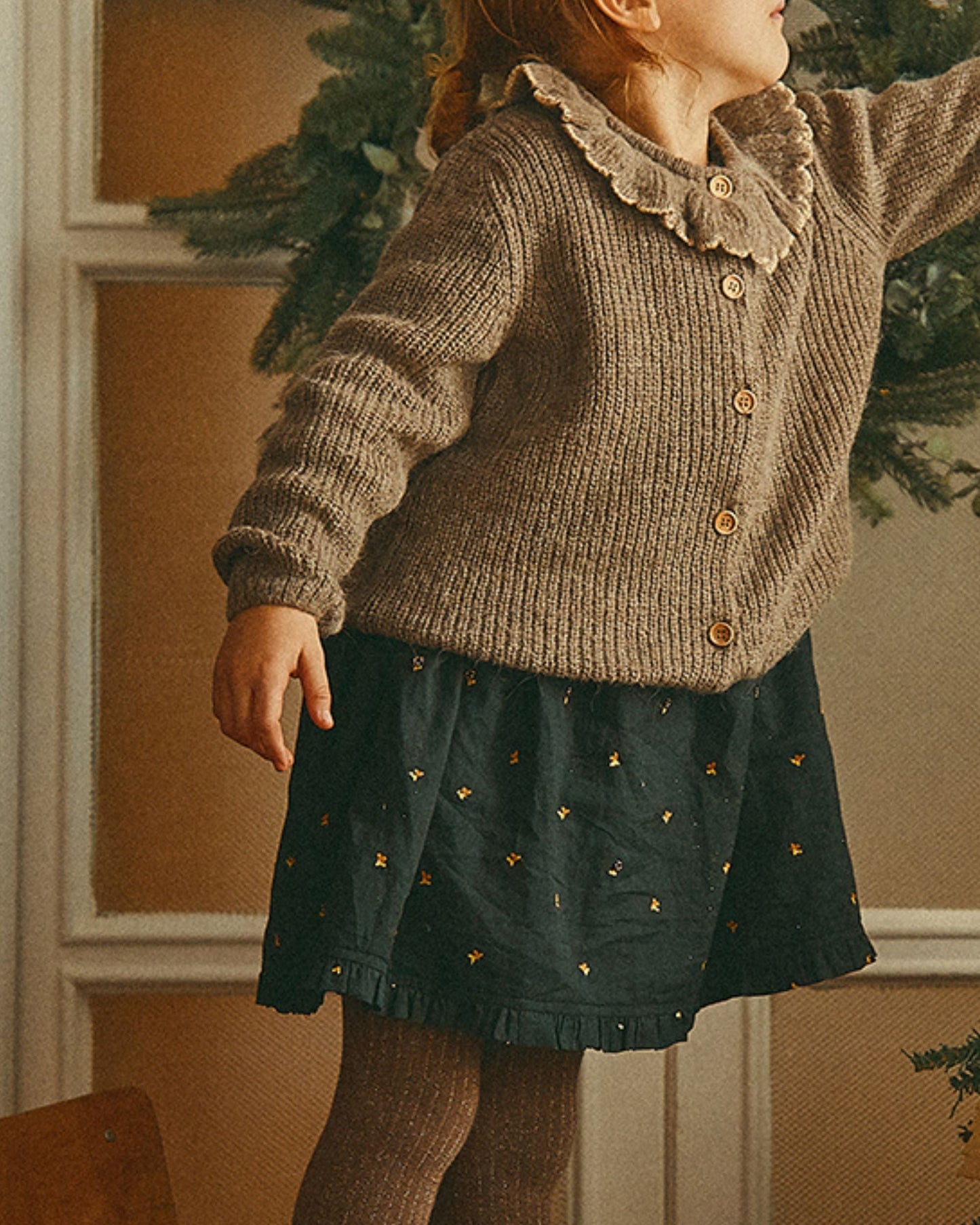 Cardigan alpaga chiné et lurex doré