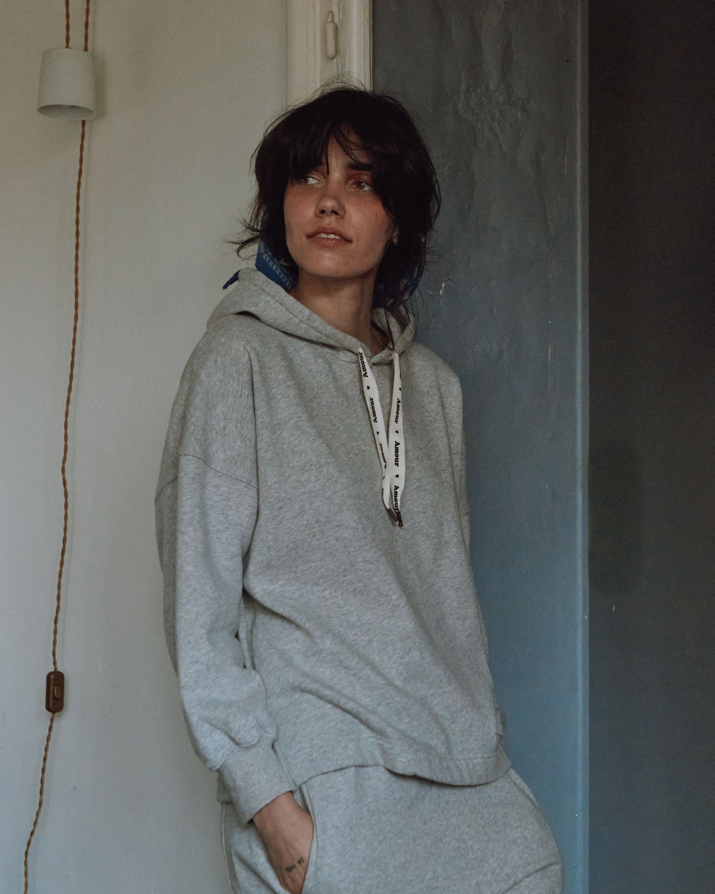 Sweat à capuche - Coton bio gris chiné