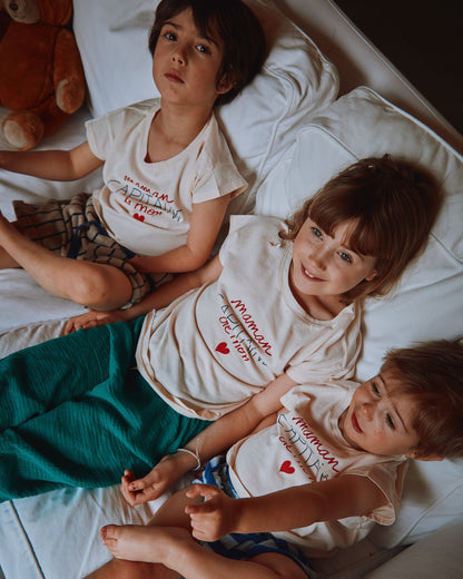 T-shirt coton bio capitaine de mon coeur crème