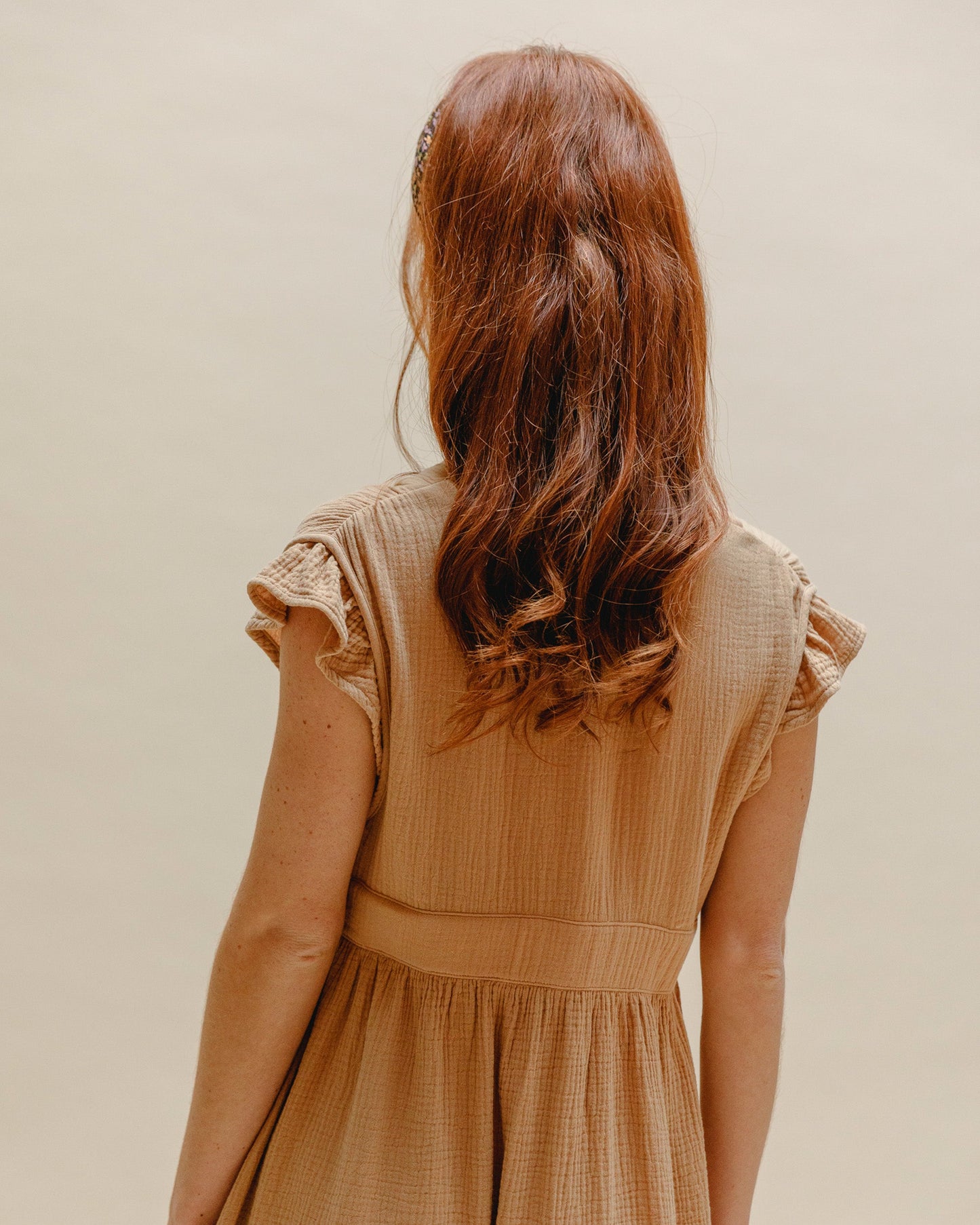 Robe midi gaze de coton miel