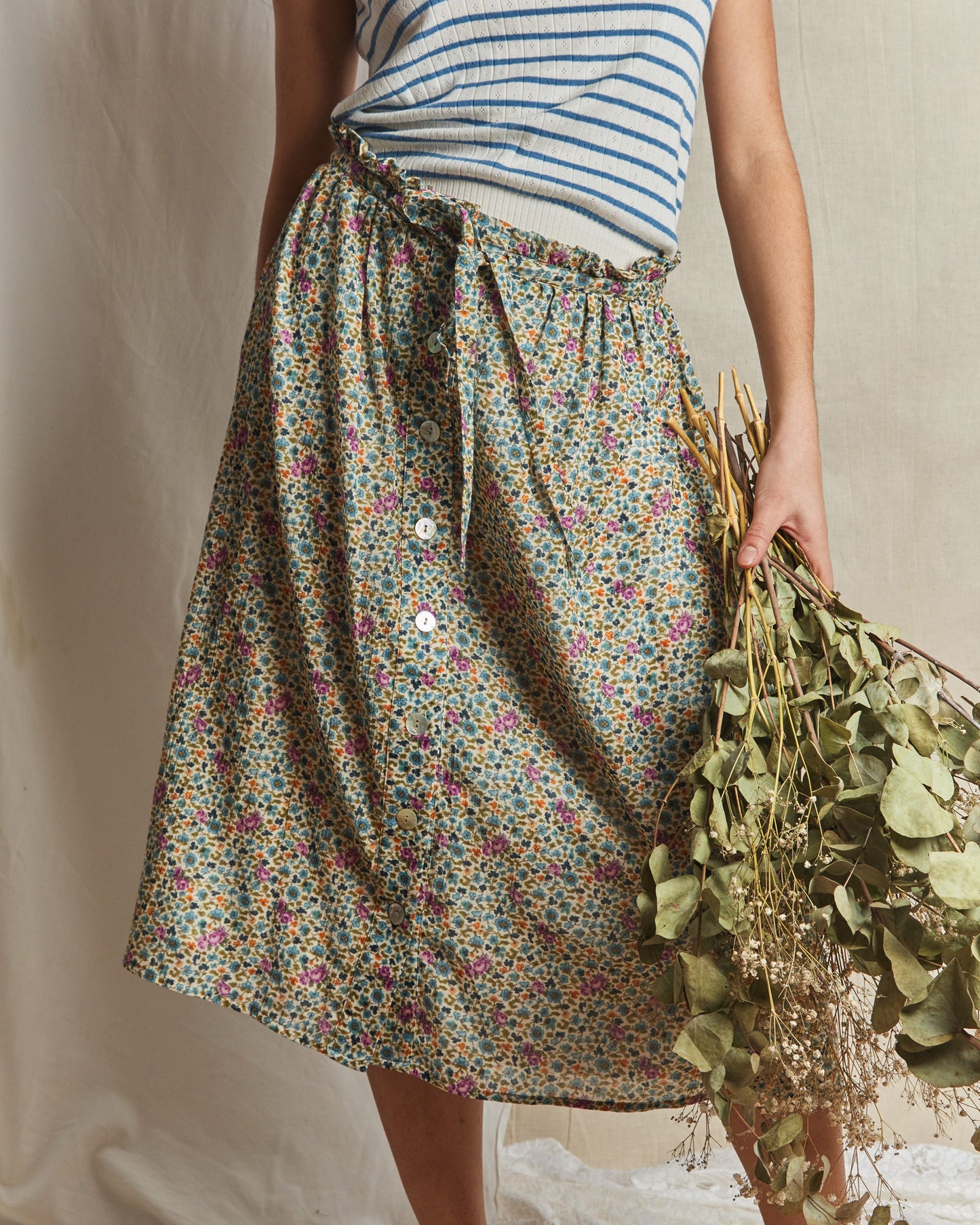 Jupe voile de coton feuillette