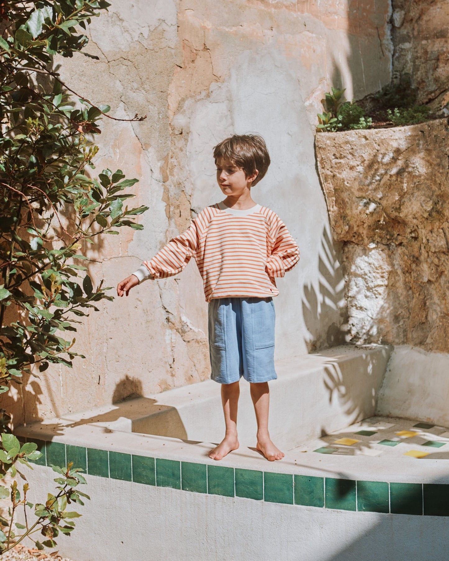 Sweat enfant rayures coton bio orange