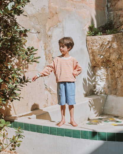 Sweat enfant rayures coton bio orange