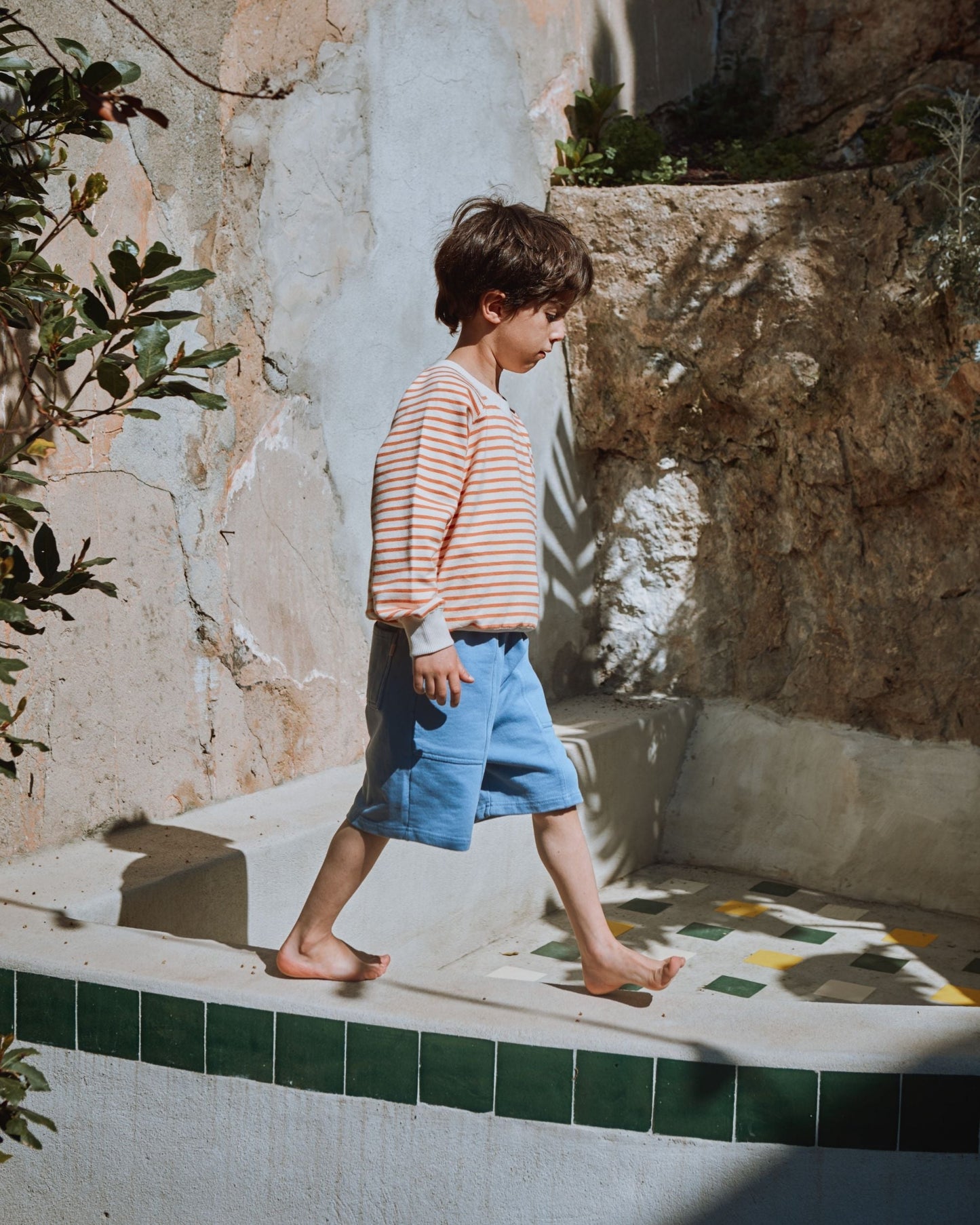 Sweat enfant rayures coton bio orange
