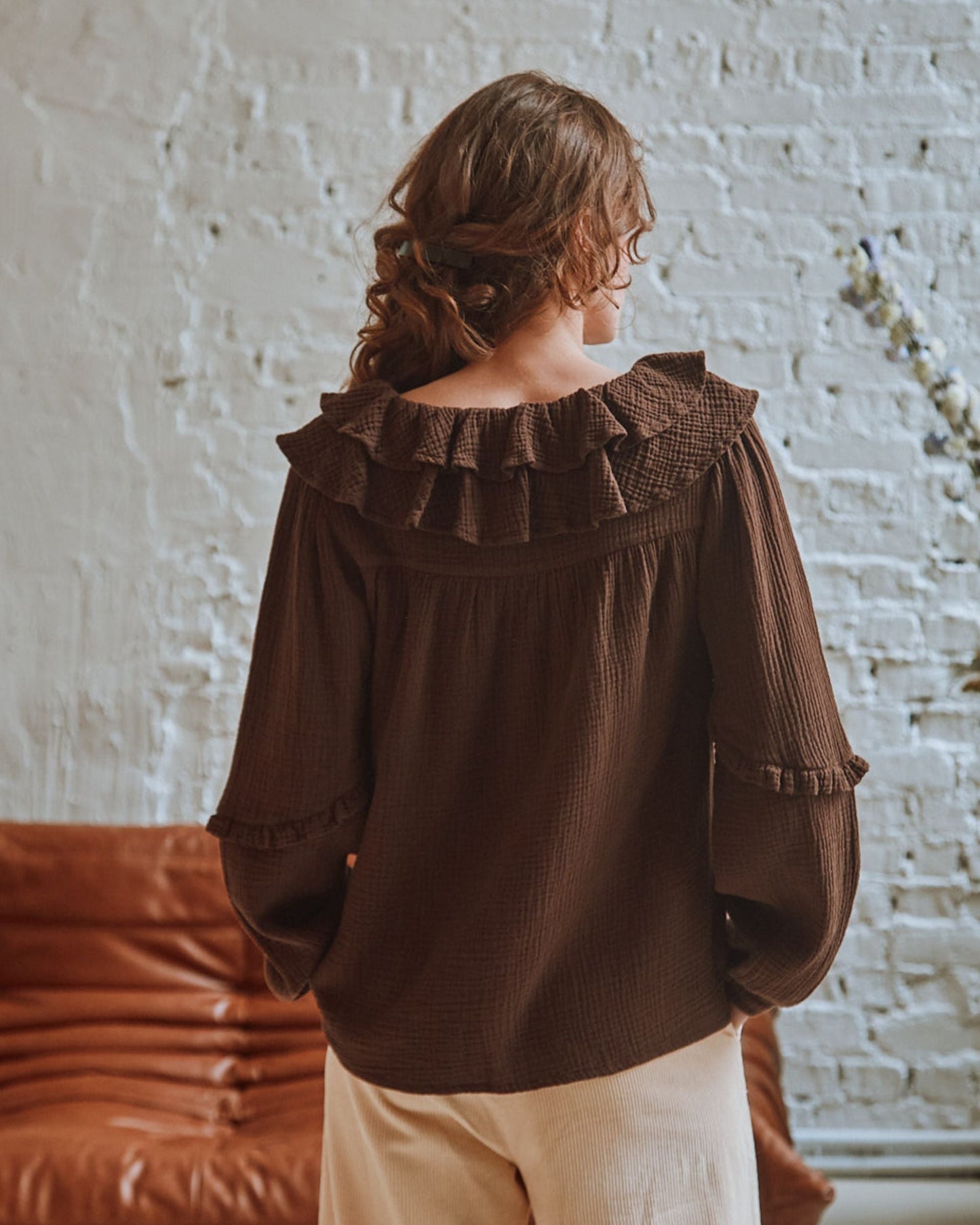 Blouse gaze de coton cacao