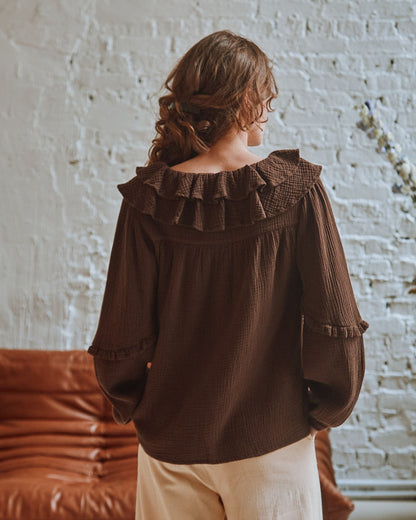 Blouse gaze de coton cacao