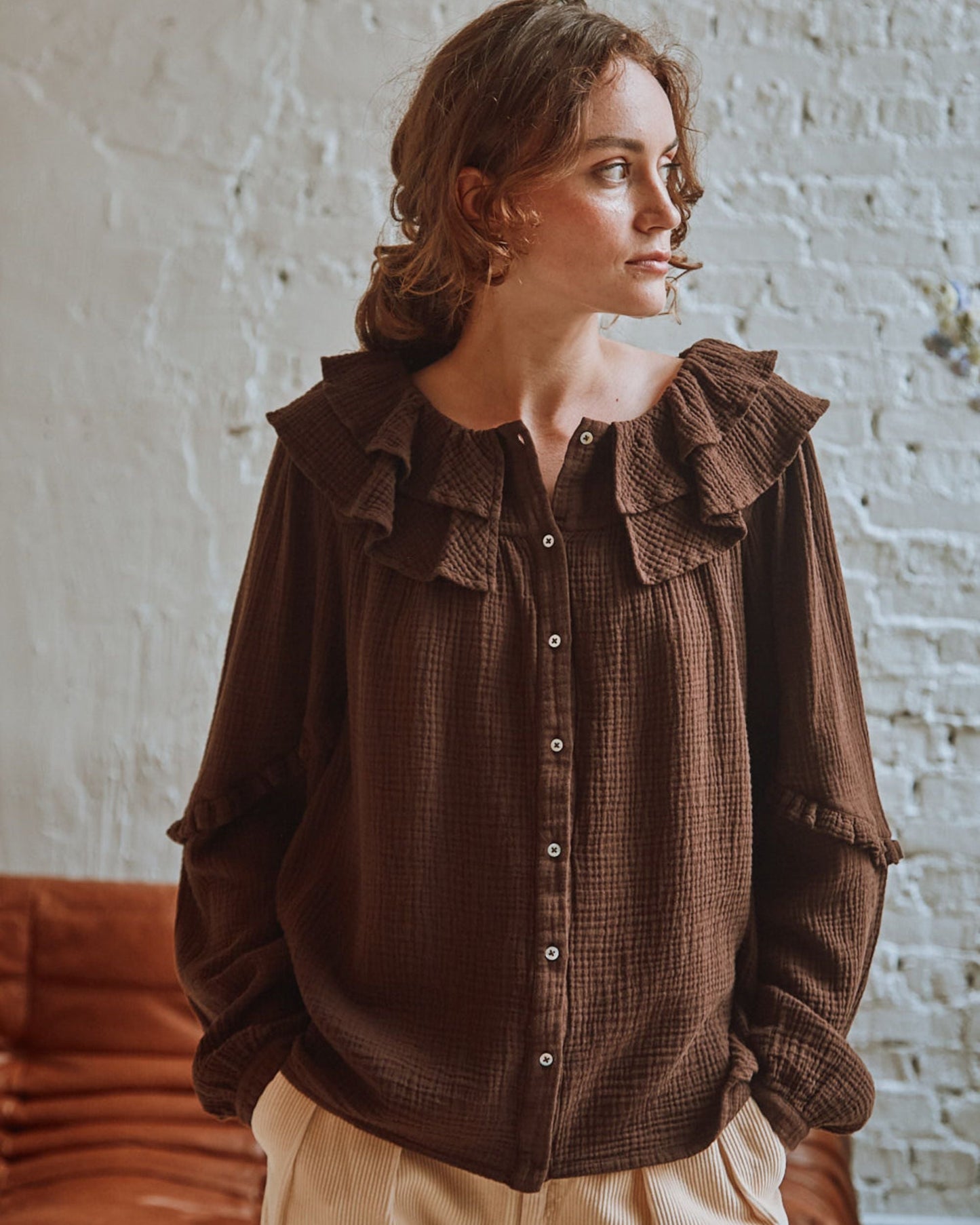 Blouse gaze de coton cacao