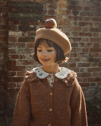Blouse col brodé champêtre rose