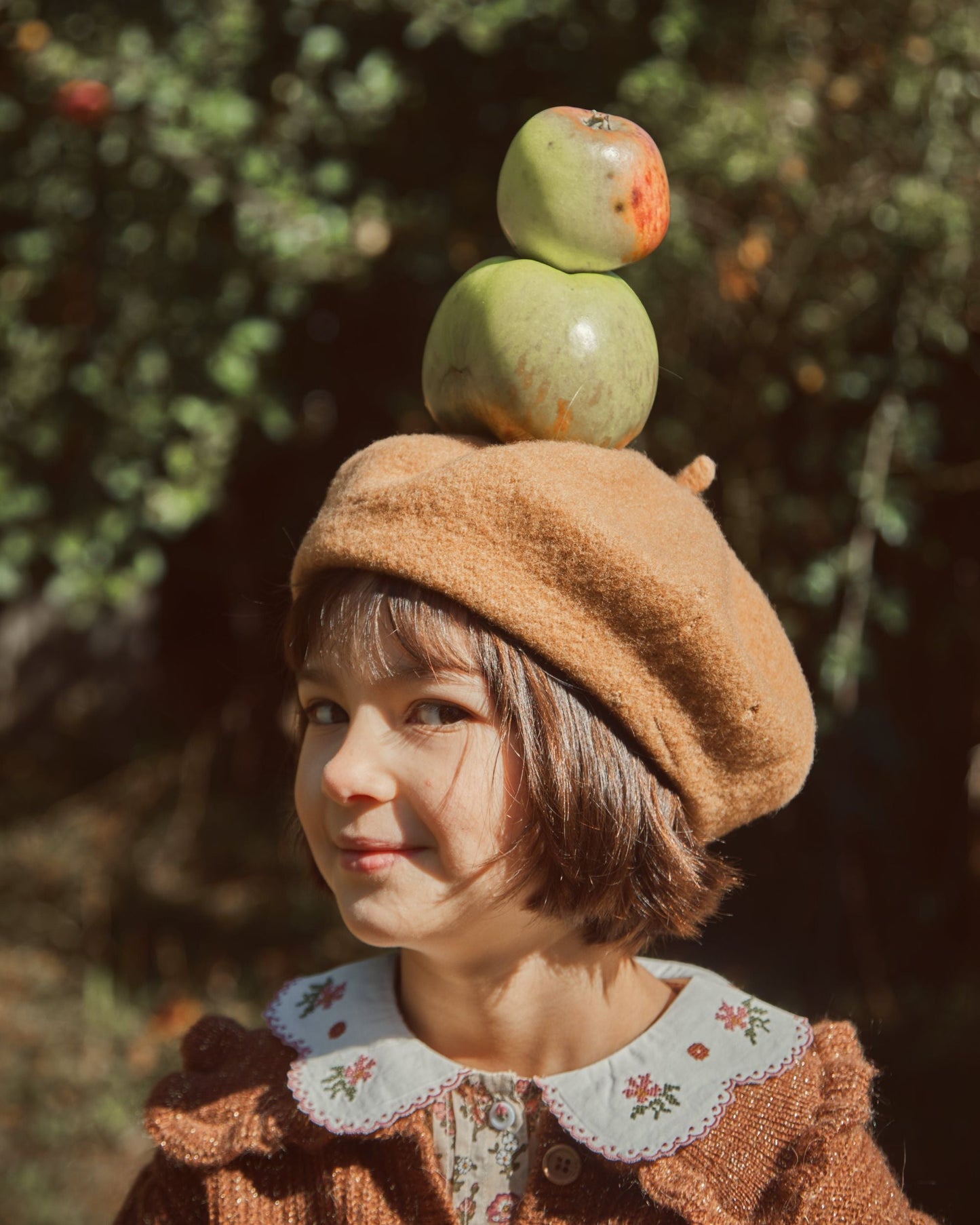 Blouse col brodé champêtre rose