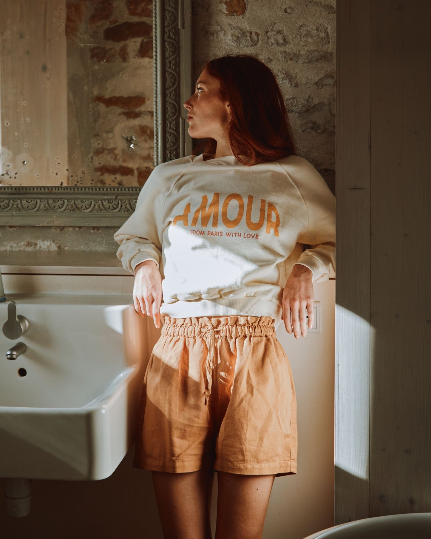 Sweat amour coton bio écru