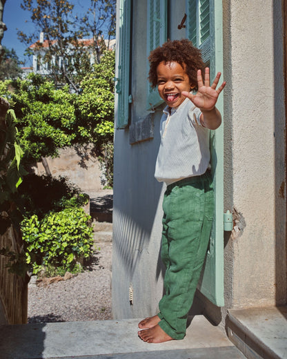 Pantalon lin vert foncé