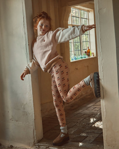 Legging coton bio grande cerise poudre