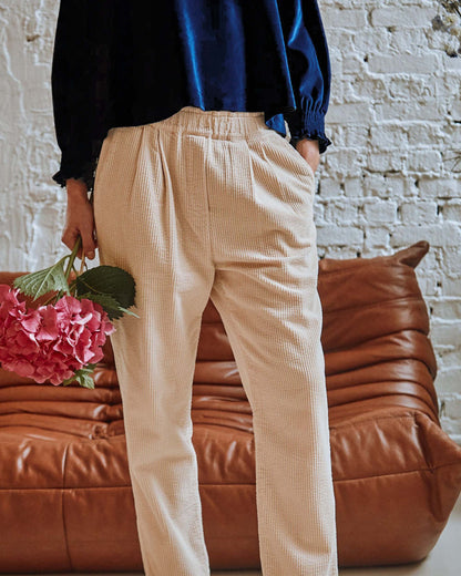 Pantalon carotte velours brioche