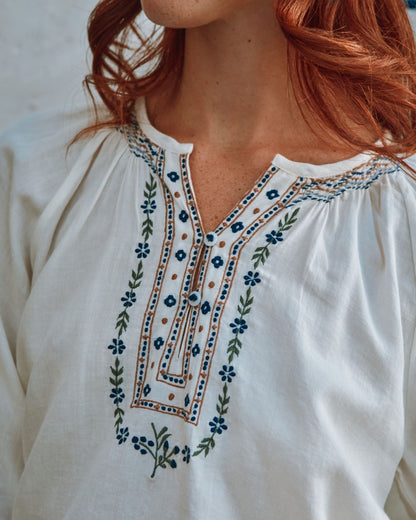 Blouse - Brodé ethnique écru