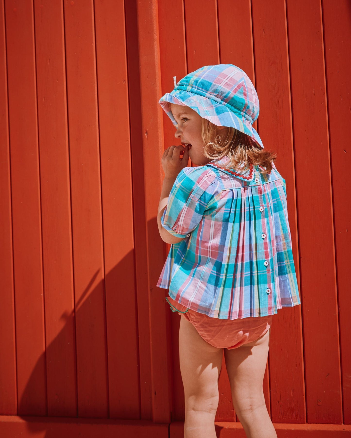 Blouse plissée carreaux madras multicolore