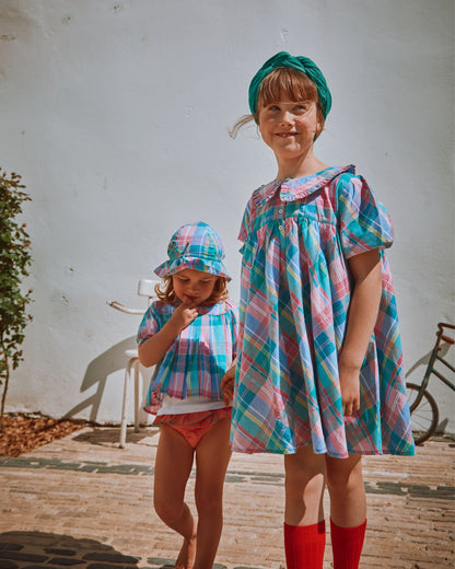 Robe carreaux madras multicolore