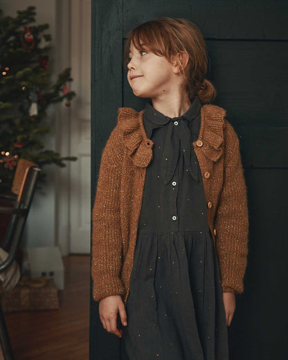 Cardigan collerette lurex marron