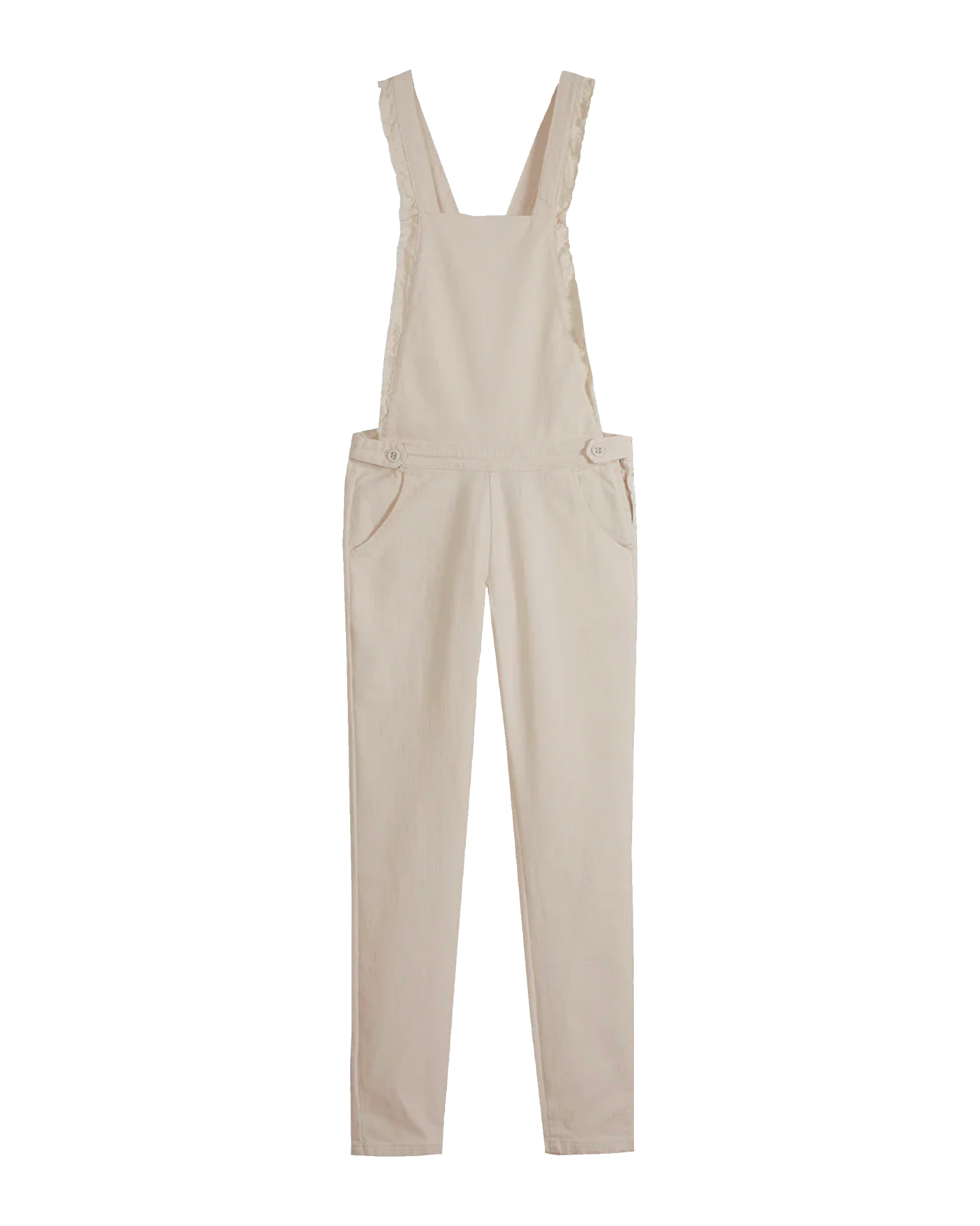 Salopette denim dos croisé écru