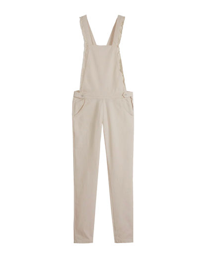 Salopette denim dos croisé écru