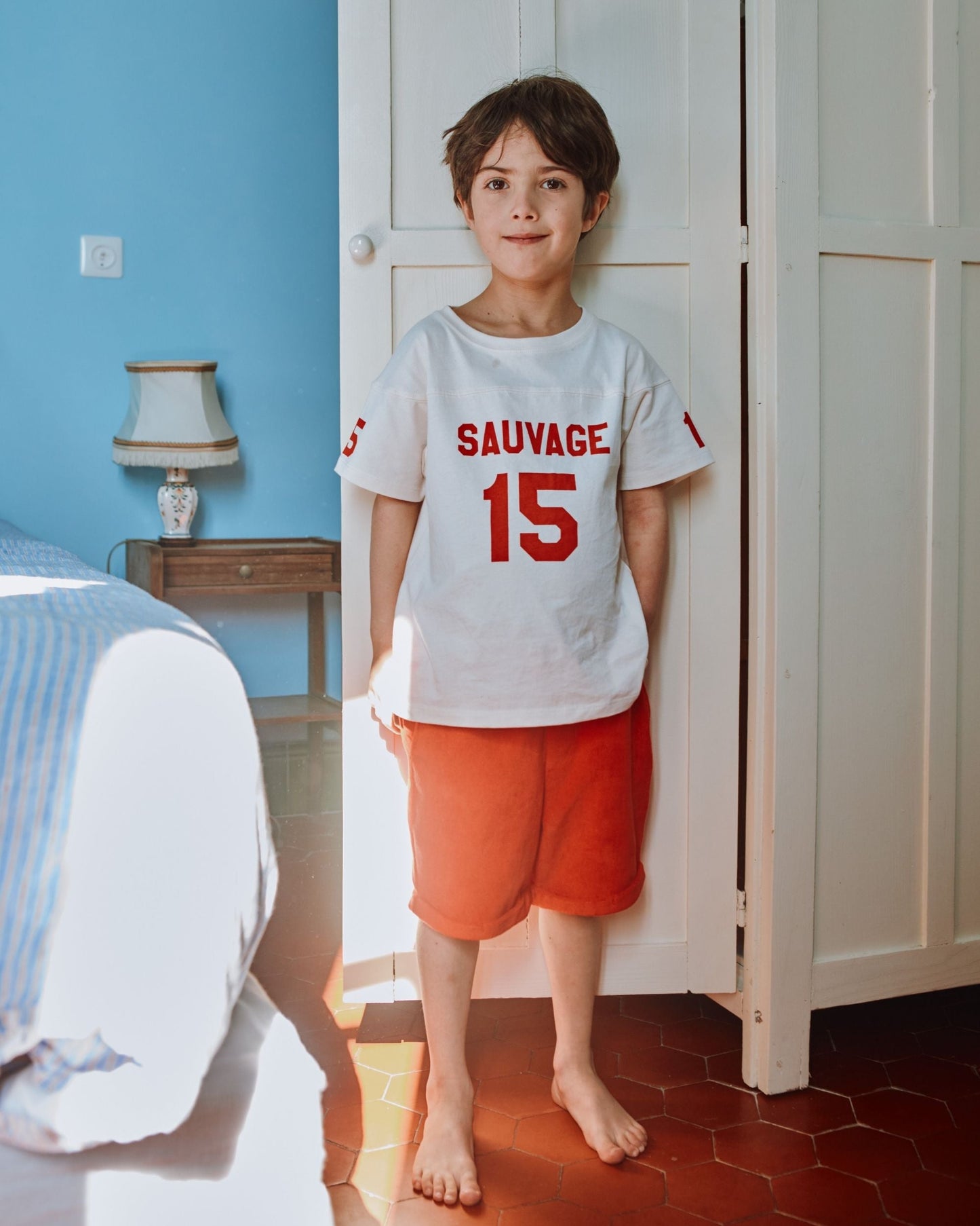 Short éponge uni rouge