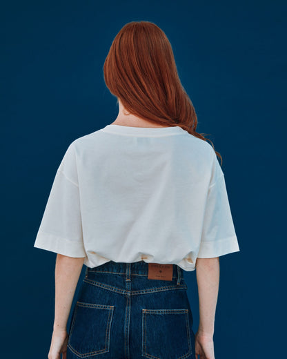 T-shirt - Oversize badges coton bio écru