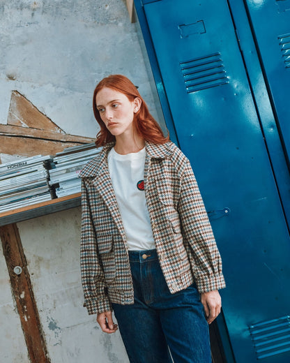 Blouson - Pied de coq beige et marron