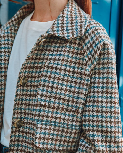 Blouson - Pied de coq beige et marron