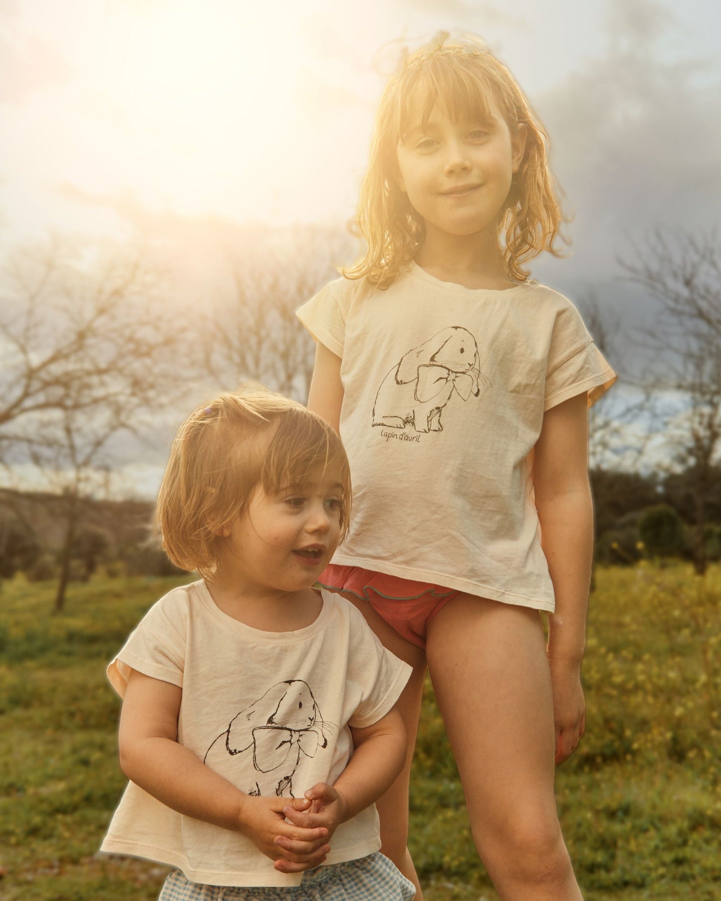 T-shirt coton bio lapin crème