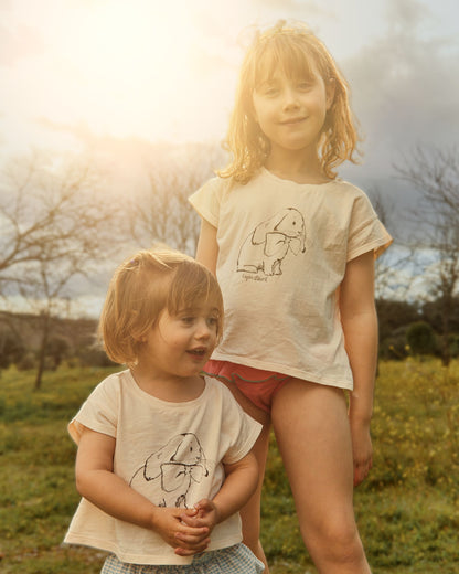 T-shirt coton bio lapin crème