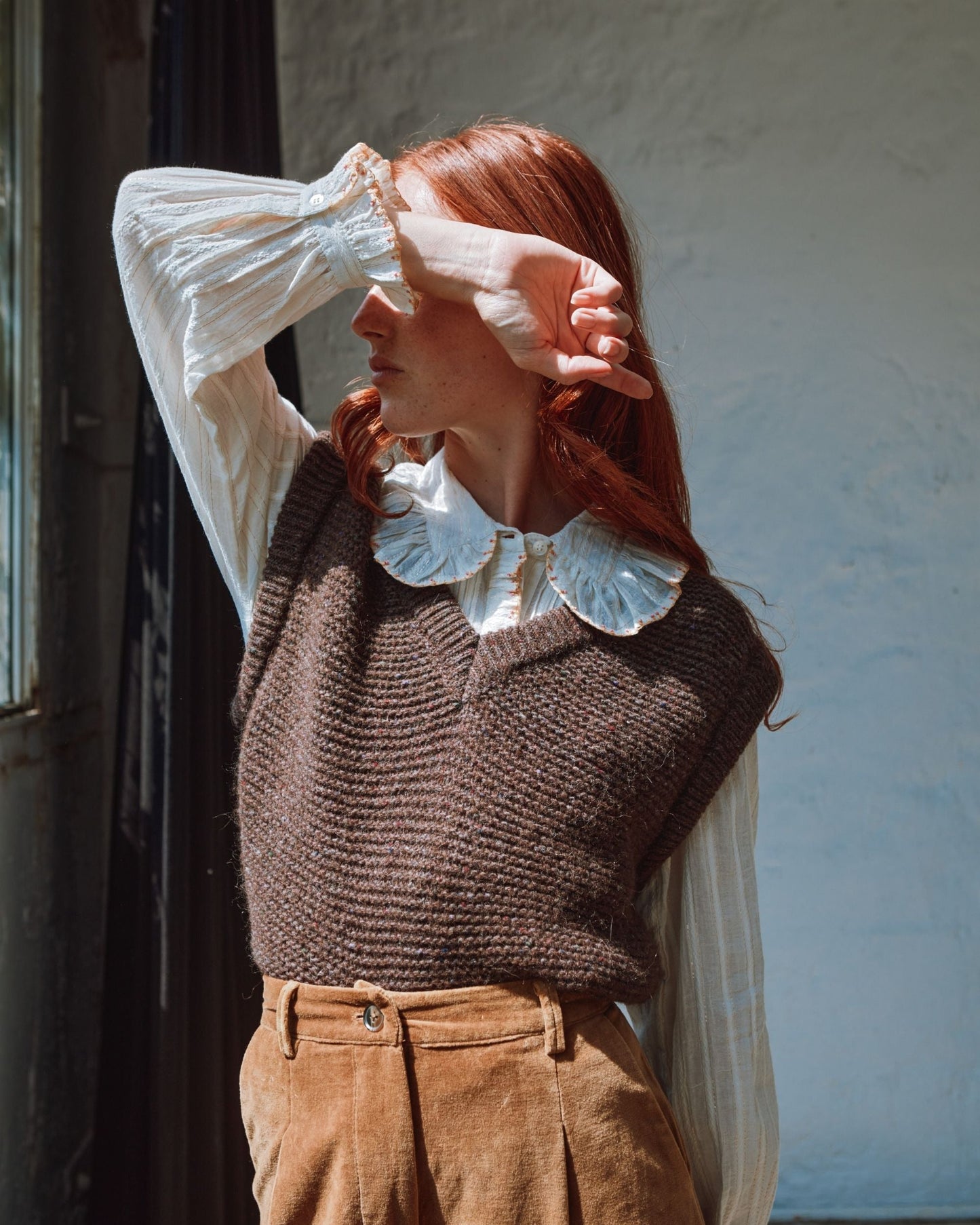 Pull - Sans manches en laine marron