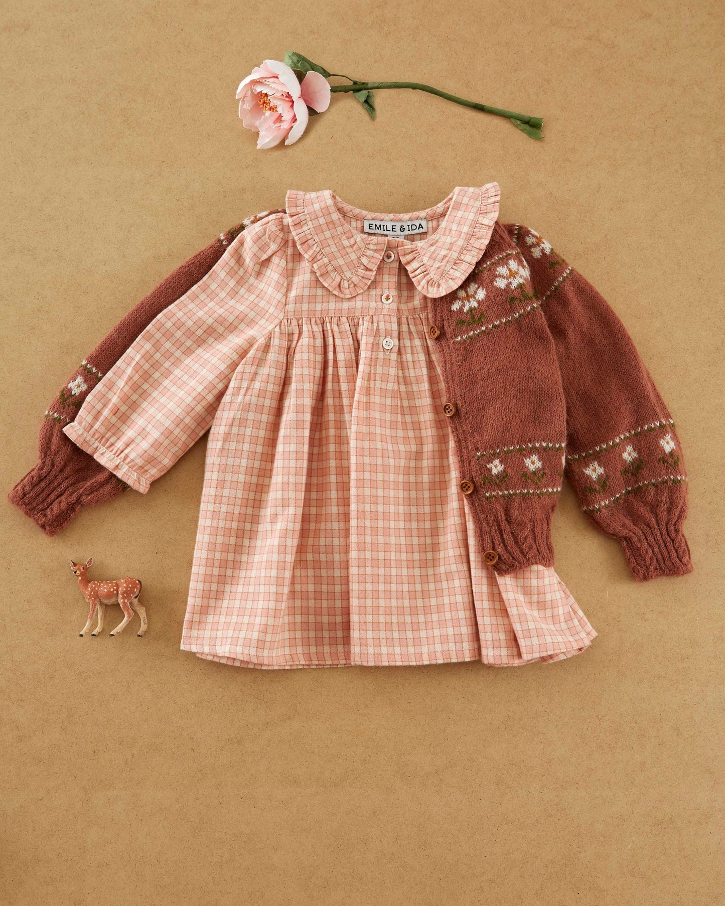 Cardigan - Jacquard Marguerite bois de rose