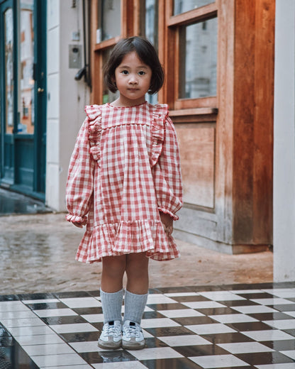 Robe - Volanté vichy rose
