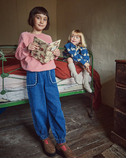 Pantalon brodé denim