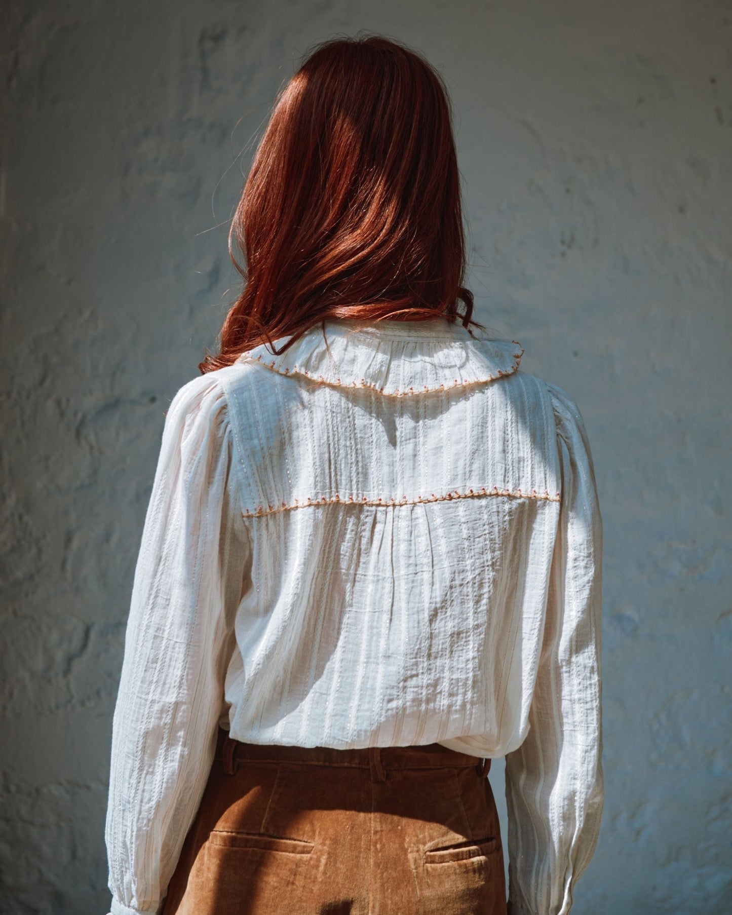 Blouse - Lurex à perles écru