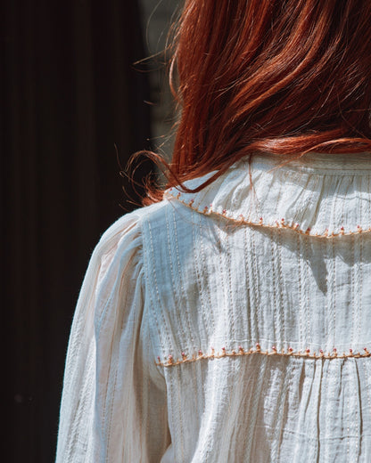 Blouse - Lurex à perles écru