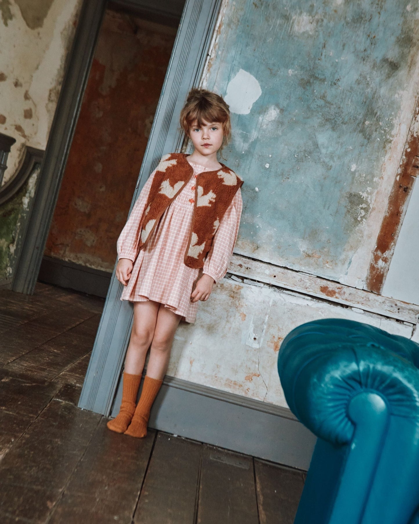 Veste sans manches enfant - Sherpa écureuils marron