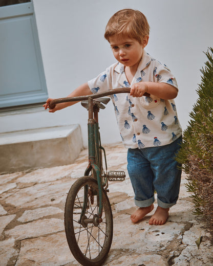 Pantalon lin et coton indigo