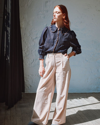 Blouse - Lurex à perles bleu marine