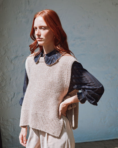 Pull sans manches - À nouer ultra doux beige