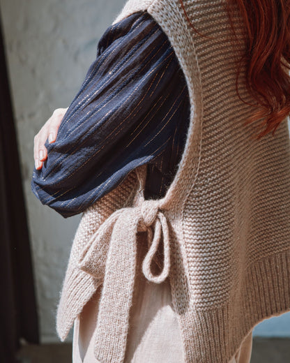 Pull sans manches - À nouer ultra doux beige